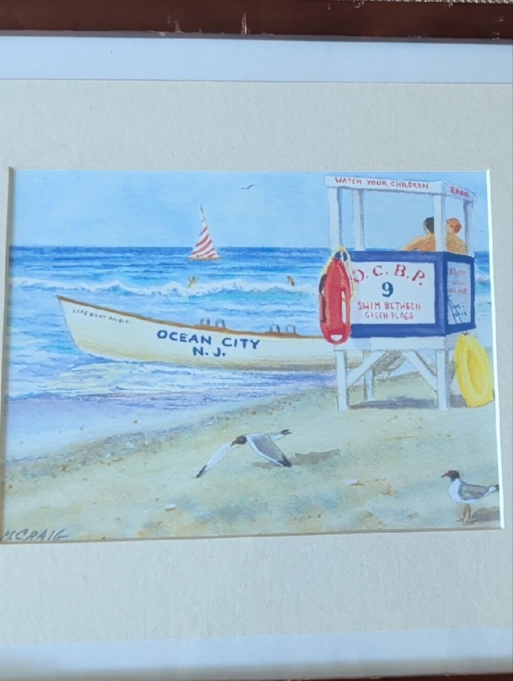 Ocean City New Jersey Seaside Lifeguard Station Print Reproduction Beach
